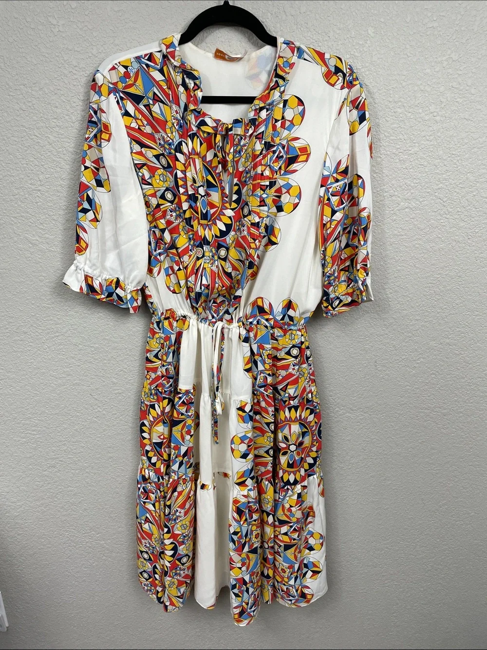 Tory Burch Arabella Psychedelic Silk Dress Geometric Boho Sz L